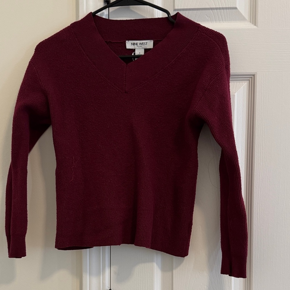 Nine West Women's Deep Red V-Neck Sweater